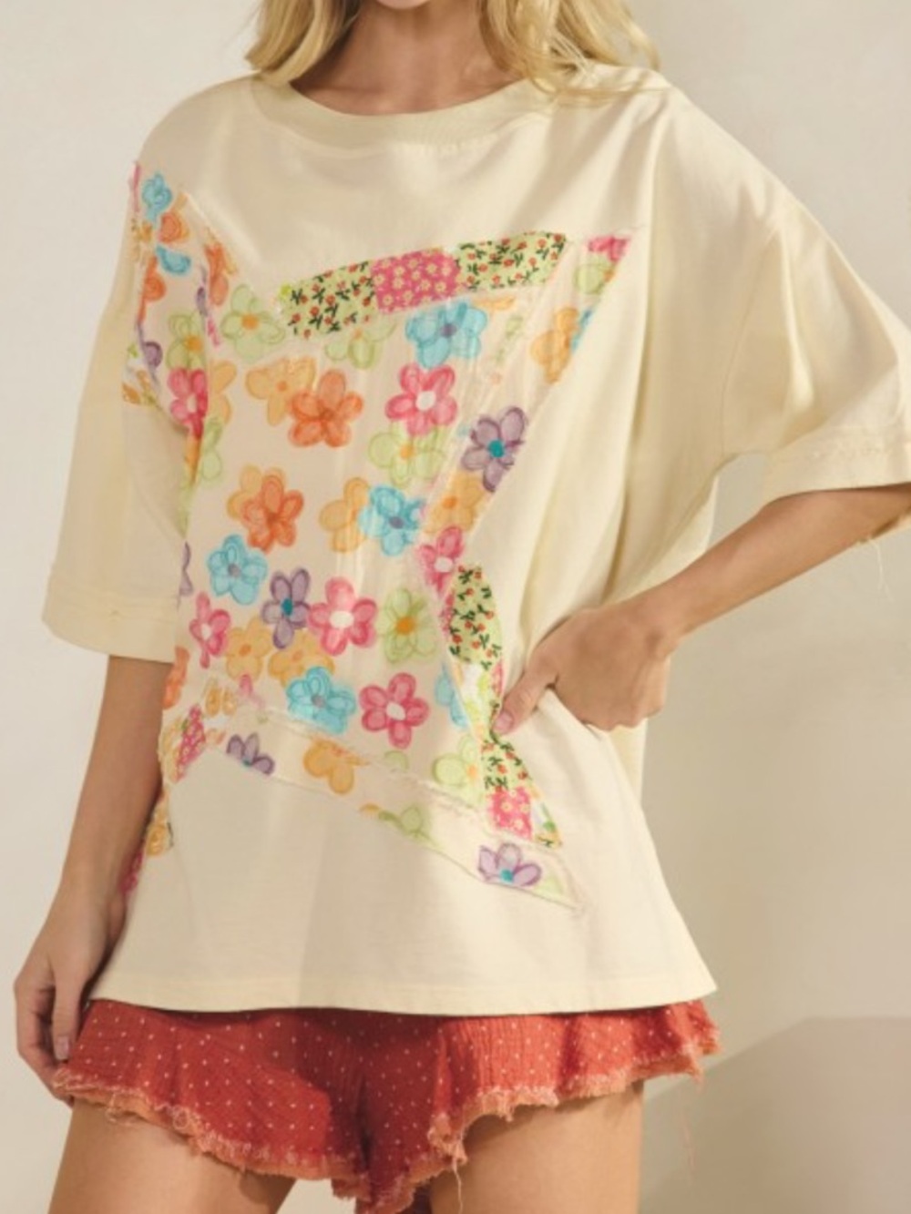 Sage & Fig Floral Patchwork Top